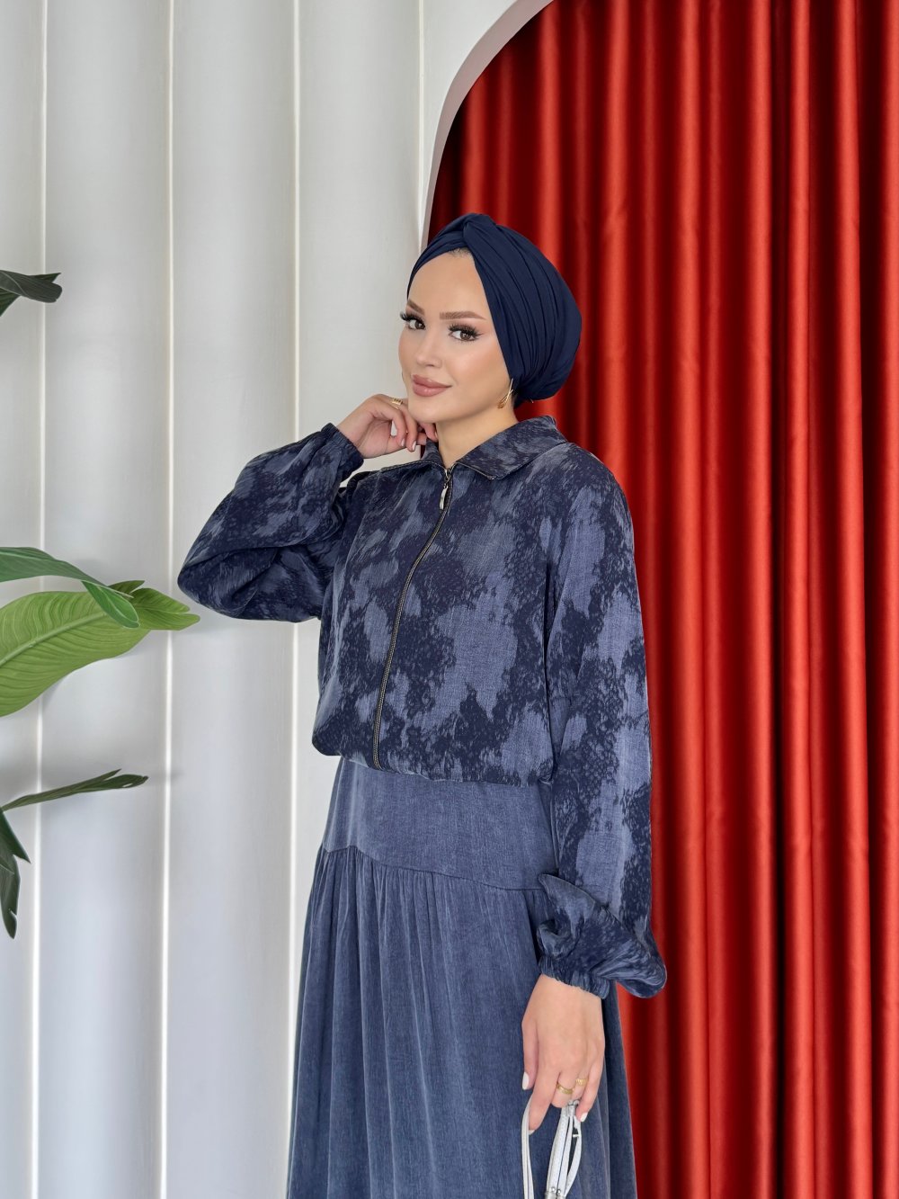 Sinem Elbise Takım Lacivert - Görsel 4