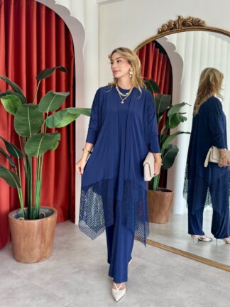 Nefes Pantolonlu Takım Lacivert