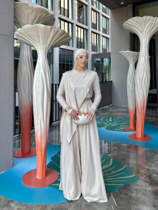 Müjde Pantolonlu Takım Krem