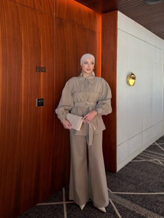 Emine Pantolonlu Takım Vizon