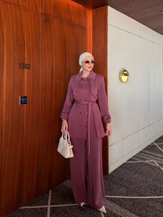 Melis Pantolonlu Takım Gül Kurusu