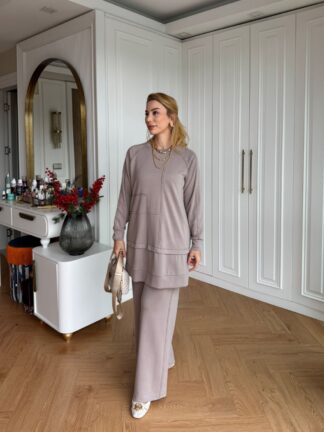 Sevim Pantolonlu Takım Krem