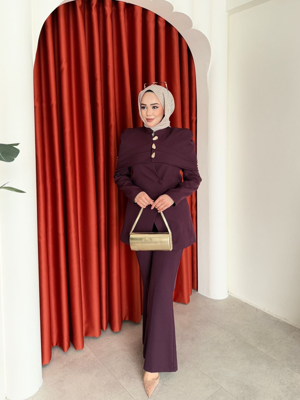 Betül Pantolon Takım Mürdüm