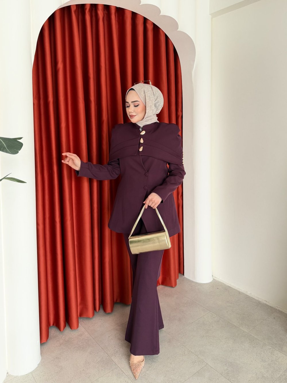 Betül Pantolon Takım Mürdüm - Görsel 2