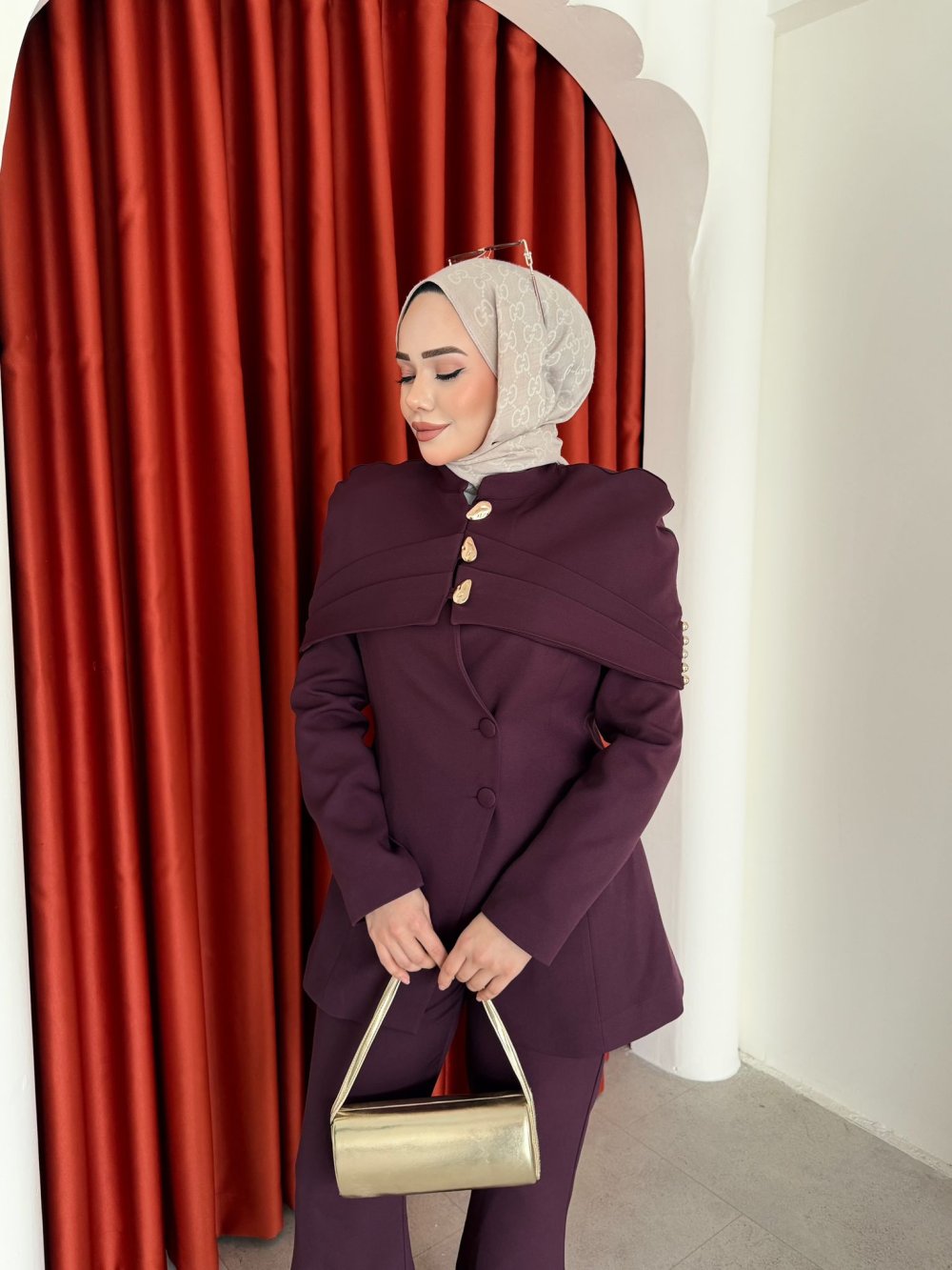 Betül Pantolon Takım Mürdüm - Görsel 3