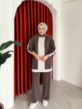 Aynur Pantolon Takım Kahverengi