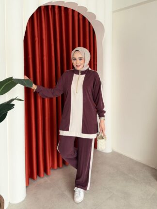 Aynur Pantolon Takım Mürdüm