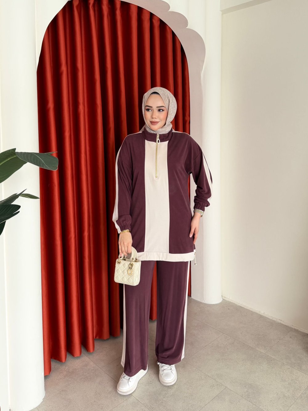 Aynur Pantolon Takım Mürdüm - Görsel 2