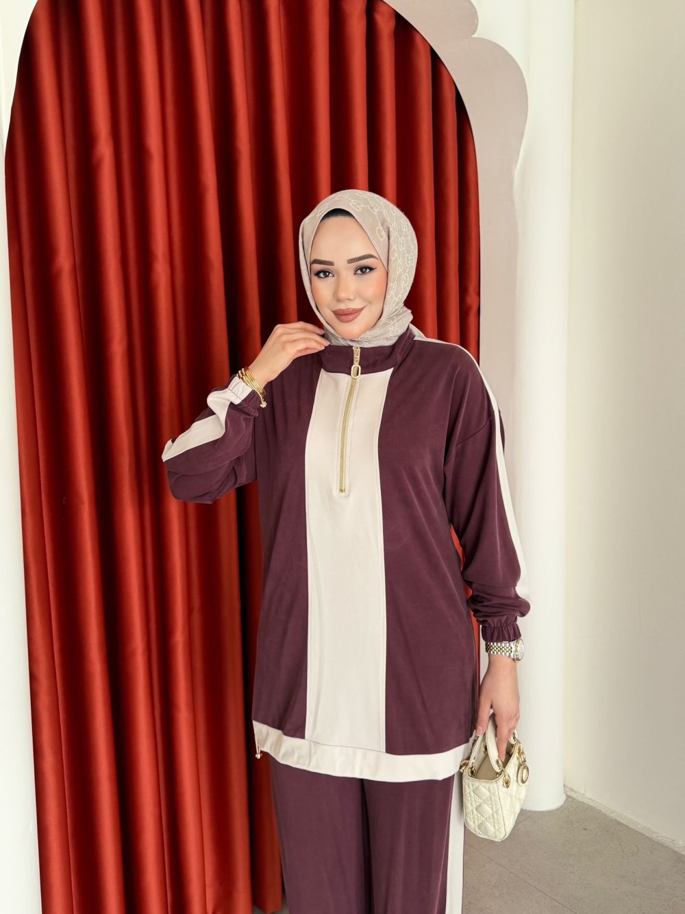 Aynur Pantolon Takım Mürdüm - Görsel 3