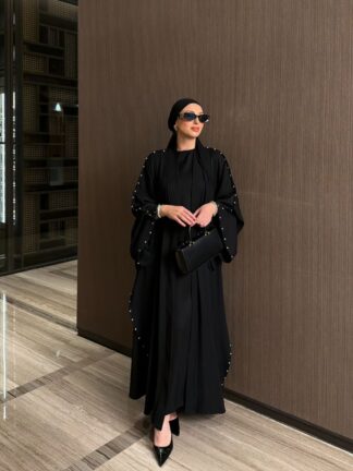 İnci Abaya Takım Siyah