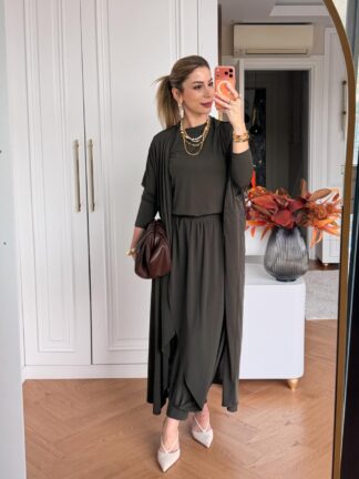 Zarife  Üçlü Pantolon Takım Haki