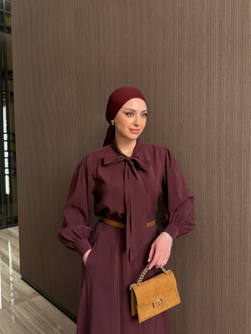 Hasibe Etekli Takım Bordo - Görsel 3