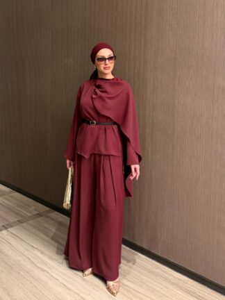 Songül Pantolonlu Takım Bordo