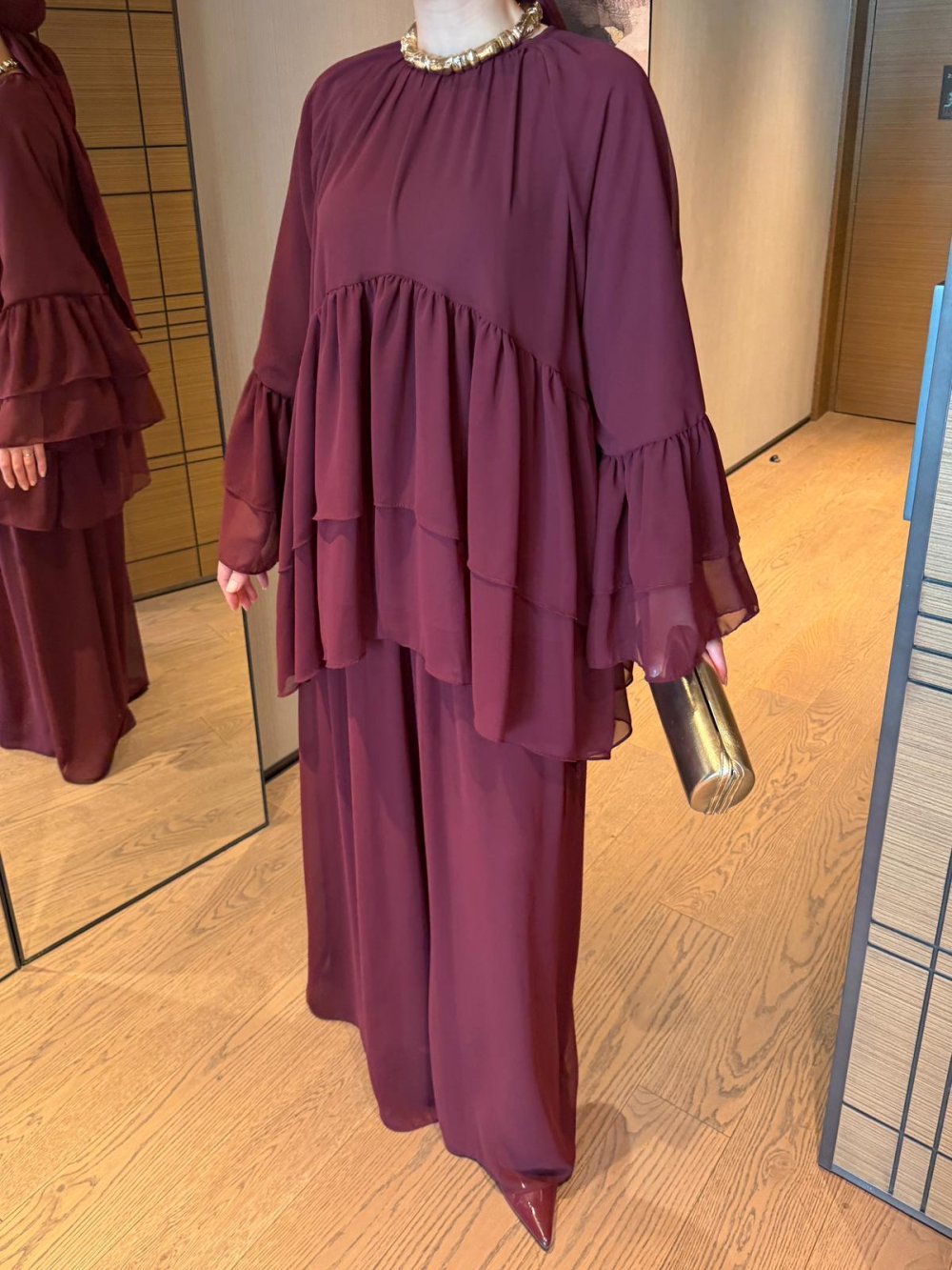 Nazife Pantolon Takım Bordo - Görsel 4